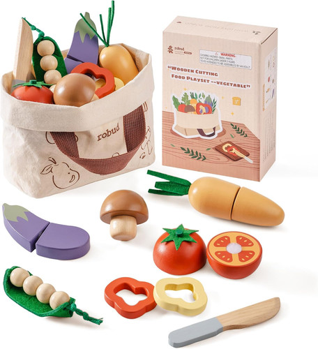 Wooden toy food set - toy, set,