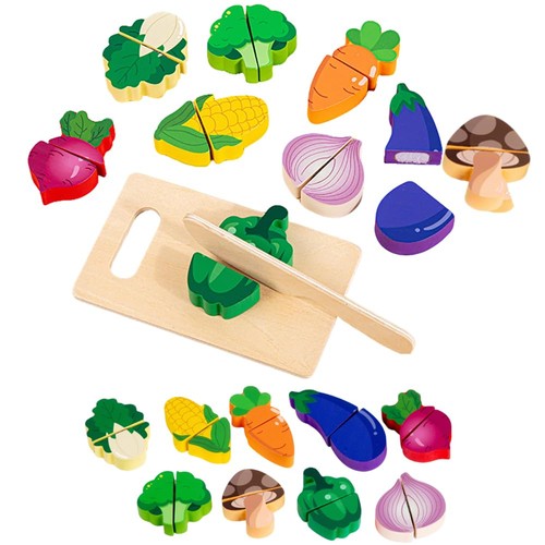 Wooden toy food set - wooden,