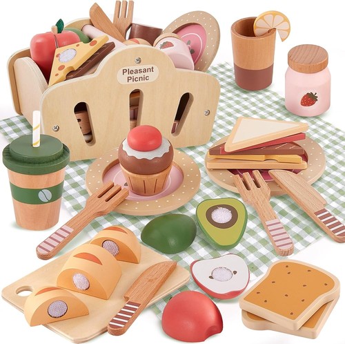 Wooden picnic basket - wooden, play